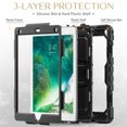 thumbnail image 5 of FJLBDE Case for iPad 6th / 5th Gen (2018 2017) / iPad Air 2 / iPad Pro 9.7 inch, Rugged Shockproof Tablet Cases Cover with Kickstand Shoulder Strap, Black, 5 of 7