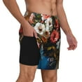 thumbnail image 2 of Rateoe Elegant Floral Vase Painting Pattern Men’s Swim Shorts with Compression Liner – Double-Layered Quick-Dry Swimwear, Comfortable & Stretchy Beach Shorts-3X-Large, 2 of 6