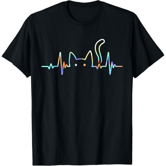 Heartbeat Cat Lover Animal Silhouette Cute Cat Gifts Lover Cat T-shirt