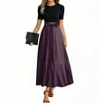 thumbnail image 2 of UoCefik Womens Formal Dresses For Wedding Elegant Floral Summer Long Maxi Dresses Wrap Short Sleeve Empire Waist Boho Flowy a Line Dress Purple L, 2 of 4