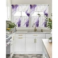 thumbnail image 5 of Marble Purple Kitchen Curtains Sets 36 Inch Length with Valance, Gold White Modern Gradient Ocean Ripple Swag Valances and Tiers Curtain Set Drapes Swag Curtains for Living Room, Bathroom, Bedroom, 5 of 6