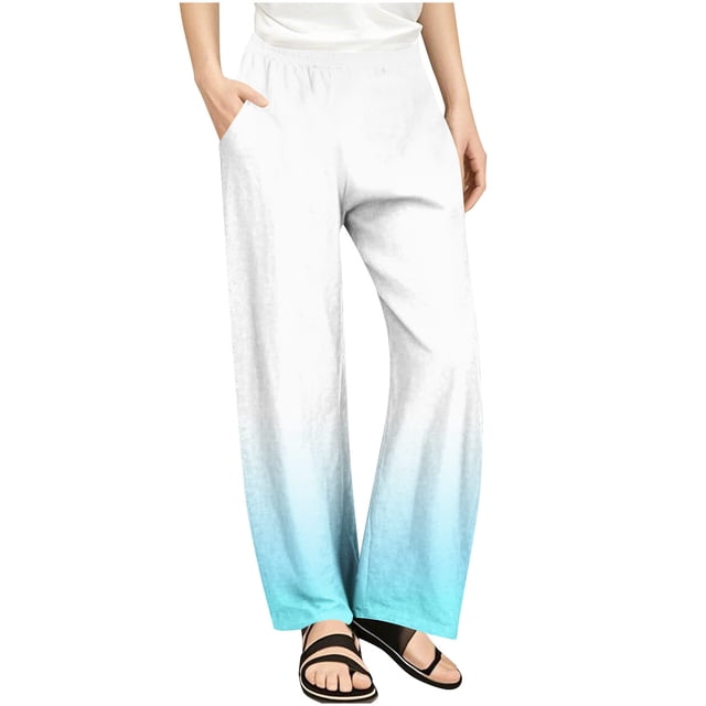 SGFCWSX Pants for Toddler Girls Elastic Waist Graphic Pattern Relaxed Fit Girls Clothes Light Blue