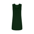 thumbnail image 3 of QUYUON Women Summer Mini Dresses Loose Casual Square Neck Sleeveless Tank Short Dress Solid Color Ruched Tunic T-Shirt Dresses Beach Sundress Night Out Club Party Dress, Green M, 3 of 5