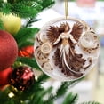 thumbnail image 5 of CSEONE Christmas Tree Decorations, Vintage Plastic Paper-Cut Hanging Decor for Holiday Wreath Mantel, Brown White Classic Pairs European Style Festive Home Decor, Khaki, 5 of 9