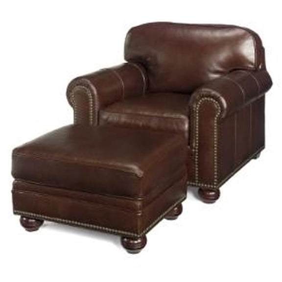 Accent Chair Occasional Traditional Antique Bun Feet Coffee Brown Leather Poly