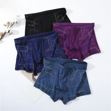 

rygai Men Underpants U Convex Stretchy Geometric Pattern Plus Size Close Fit Elastic Waist Panties for Daily Wear Dark Gray 3XL