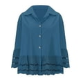 thumbnail image 4 of SHE IS Womens Blouses Dressy Casual Ruffle 3/4 Bell Sleeve Button down Shirts V Neck Lace Blouses Casual Loose Hollow out Ruffle Hem Tops, 4 of 6