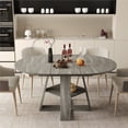 thumbnail image 6 of Hawsaiy 43.3-59 in Extendable Oval Dining Table for 4-6, Space-Saving Round Kitchen Table with Hidden Leaf Storage & Bottom Shelf for Small Space, Gray, 6 of 9