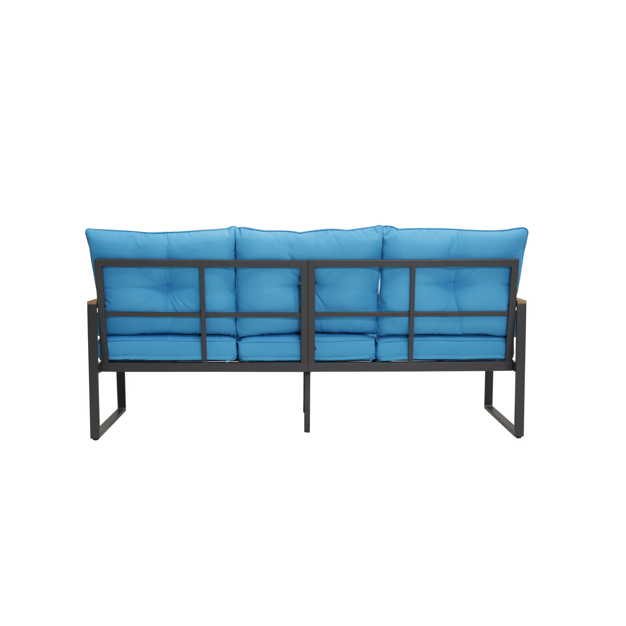 Leumius Outdoor Patio Sofa,Metal 3-Seat Couch with Thick Cushions,Patio Conversation Sofa Couch for Deck Garden Poolside,Blue