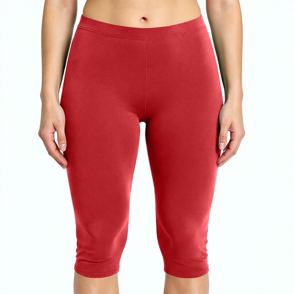 Womens Yoga Capri Leggings Feature Knee Length Stretch Fit And Solid Color Style For Workout Training And Casual Activewear