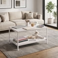 thumbnail image 6 of ZENY Rectangle Wood Coffee Table Metal Frame MDF Home Tea Table Desk Rustic White, 6 of 7