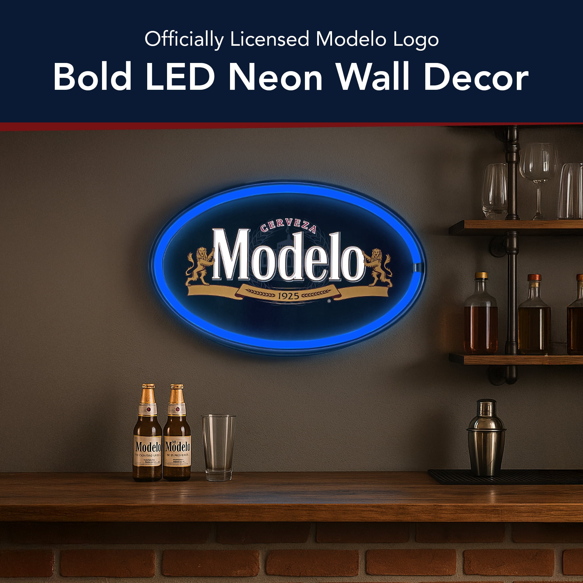 Officially Licensed Modelo Oval Neon LED Rope Wall Decorative Sign (16"x10")
