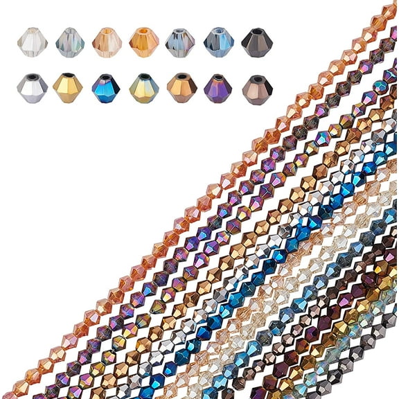 Electroplate Glass Beads 1400 Pcs 4mm Rainbow Plated Faceted Glass Beads with 1mm Hole for Bracelet Necklace Jewelry Making DIY Craft Project 14 Colors Plated Colorful