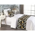 thumbnail image 2 of Leaf Print Bed Runner Set, Autumn Season Leaves Contemporary Style Modern Pattern of Illustration, Decorative Bedding Scarf & a Pillow Sham for Hotels Homes, Twin, Black Ginger Ivory, by Ambesonne, 2 of 3