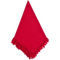 Fennco Styles Lizette Fringed Festive Cotton Napkins 20-inch Square, Set of 4 (Red)