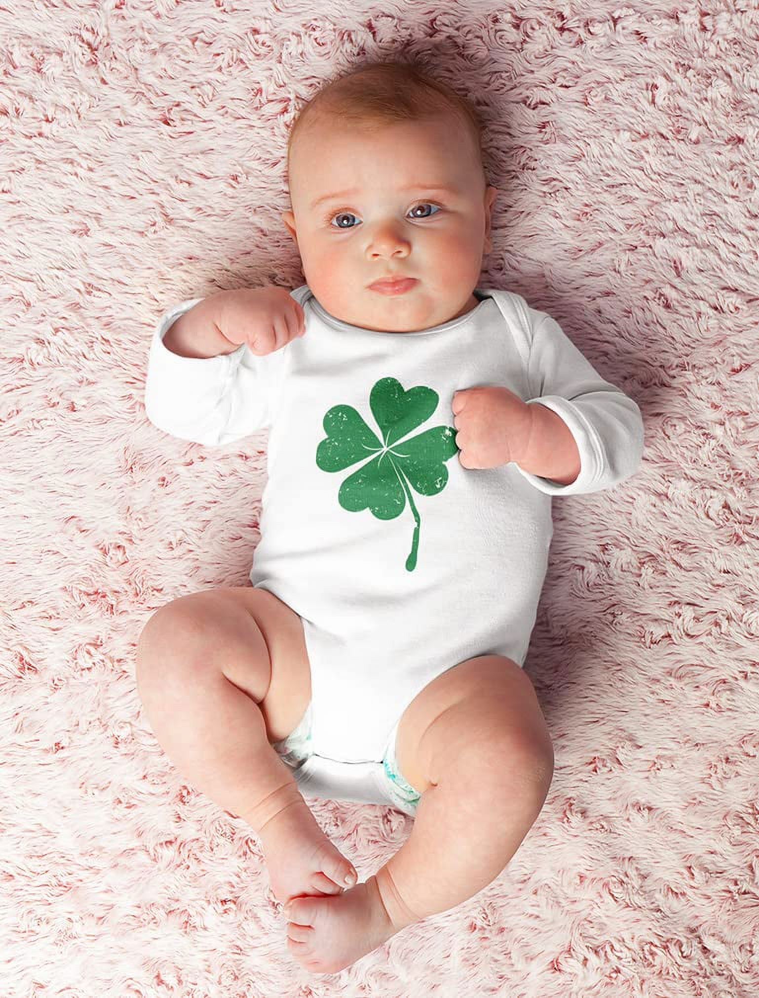 Tstars Boys Unisex Faded Shamrock Green Clover St Patricks Day Irish St Patricks Day Shirts Gift for Boys Irish Shirt Pride Proud Irish Baby Long Sleeve Bodysuit - image 5 of 6