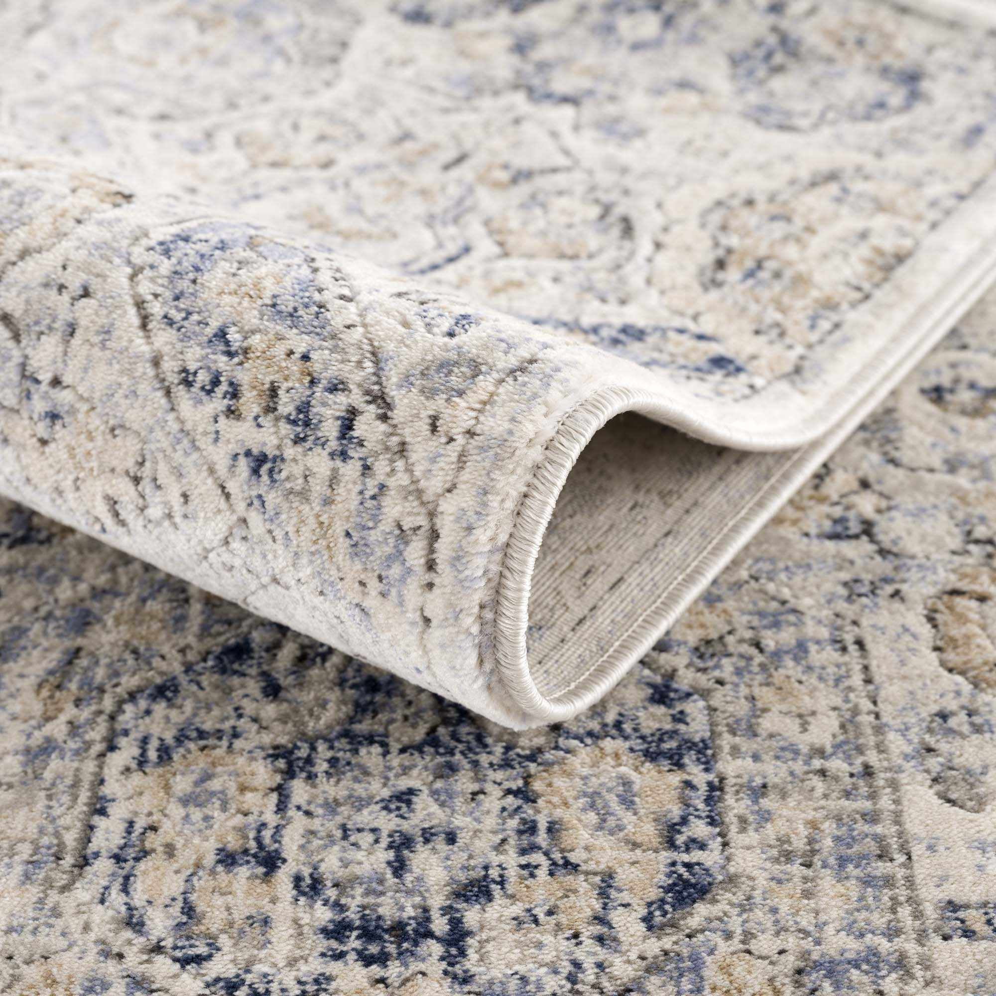Hauteloom Burnettsville Boho Vintage Traditional Damask Area Rug - Farmhouse Traditional Floral Medallion Carpet for Living Room, Bedroom, Dining Room - Blue, Gray, Brown 7'10" x 10'2" (8x10)