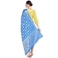 thumbnail image 4 of Dupatta Bazaar Women's Turquoise Blue Banarasi Bandhej Gharchola Silk Dupatta, 4 of 6