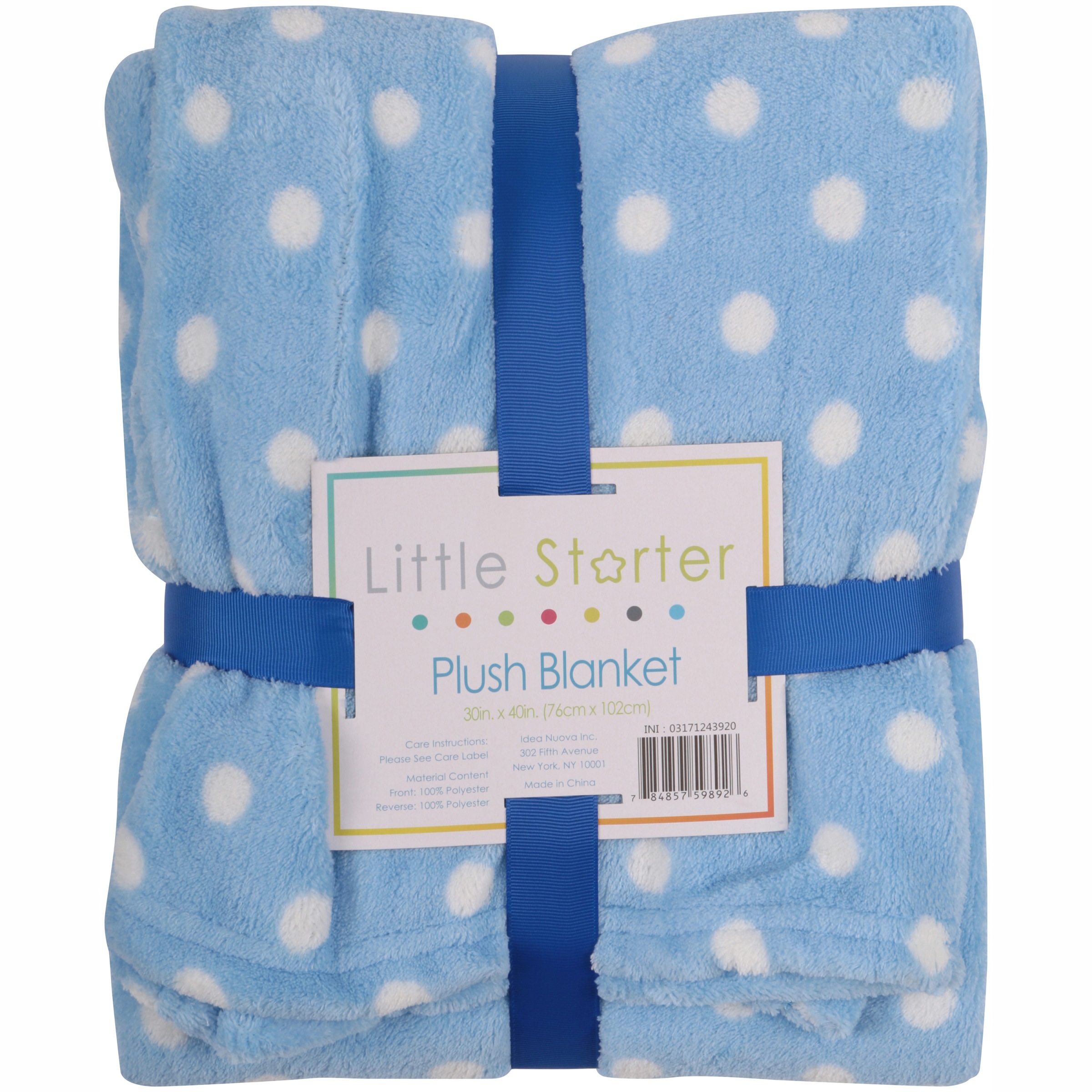 Little Starter Male Blue Polka Dot Polyester Blanket for Baby's - image 2 of 4