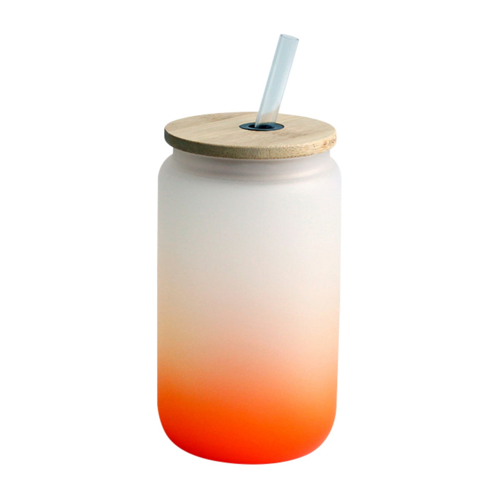 Drinking Glasses with Bamboo Lids and Glass Straw - 12oz Can