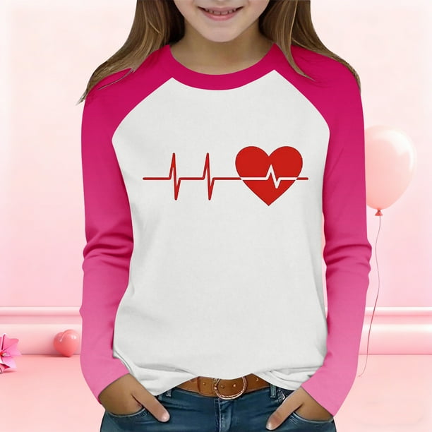 Blusas y camisas de manga larga y cuello redondo para niños y niñas, blusa informal de moda con bloques de color, manga larga y cuello redondo, estampado, para niñas de 2 a 15 años.