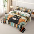 thumbnail image 3 of Manfei Tribal Kitten Twin Quilt Set, Bohemian Damask Flower Twin Coverlet Set, Orange Cream, 2pcs, 1 Bedspread and 1 Pillowcase, 3 of 7