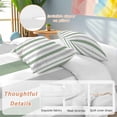 thumbnail image 2 of 3 Piece Sage Green Grey Striped Duvet Cover Set Twin Size, Microfiber Comforter/Quilt Cover with Corner Ties and 2 Pillowcases, Minimalist Farmhouse Stripe All Season Soft Bedding with Zipper Closure, 2 of 8