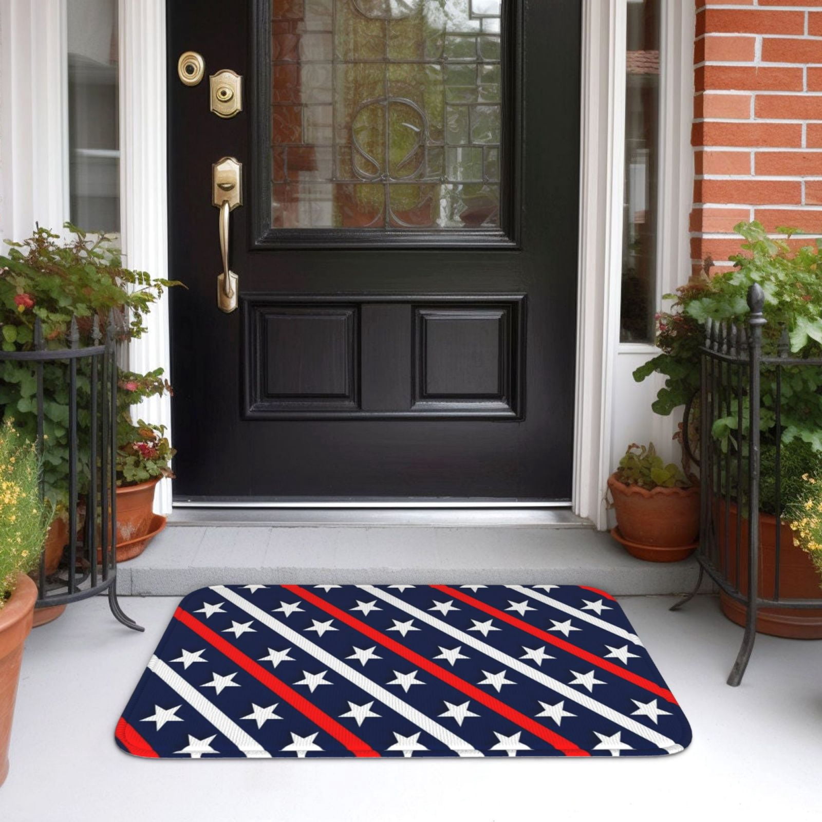 Vsdgher Patriotic Star Hem Mat 40x60 - Multipurpose Doormat for Indoor & Outdoor Use - Welcome Your Guests with our Entrance Mat