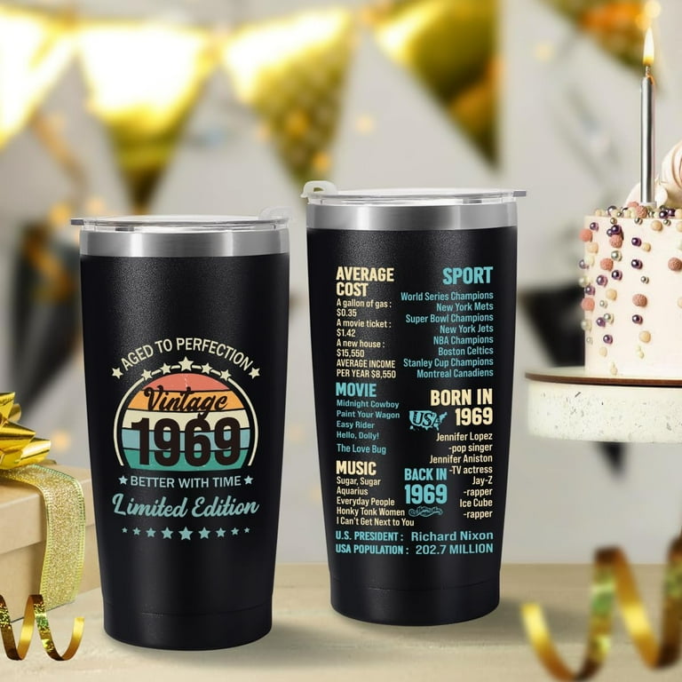 55th Birthday Gift For Women - 1970 Vintage Stainless Steel Tumbler, 20 Oz, Double Wall Insulated