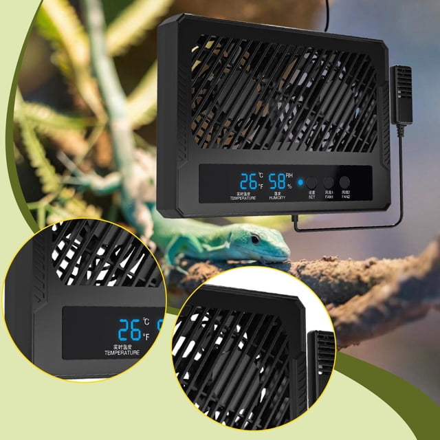 Ventilador Doble Para Terrario De Reptiles Con Controlador Digital De Humedad.