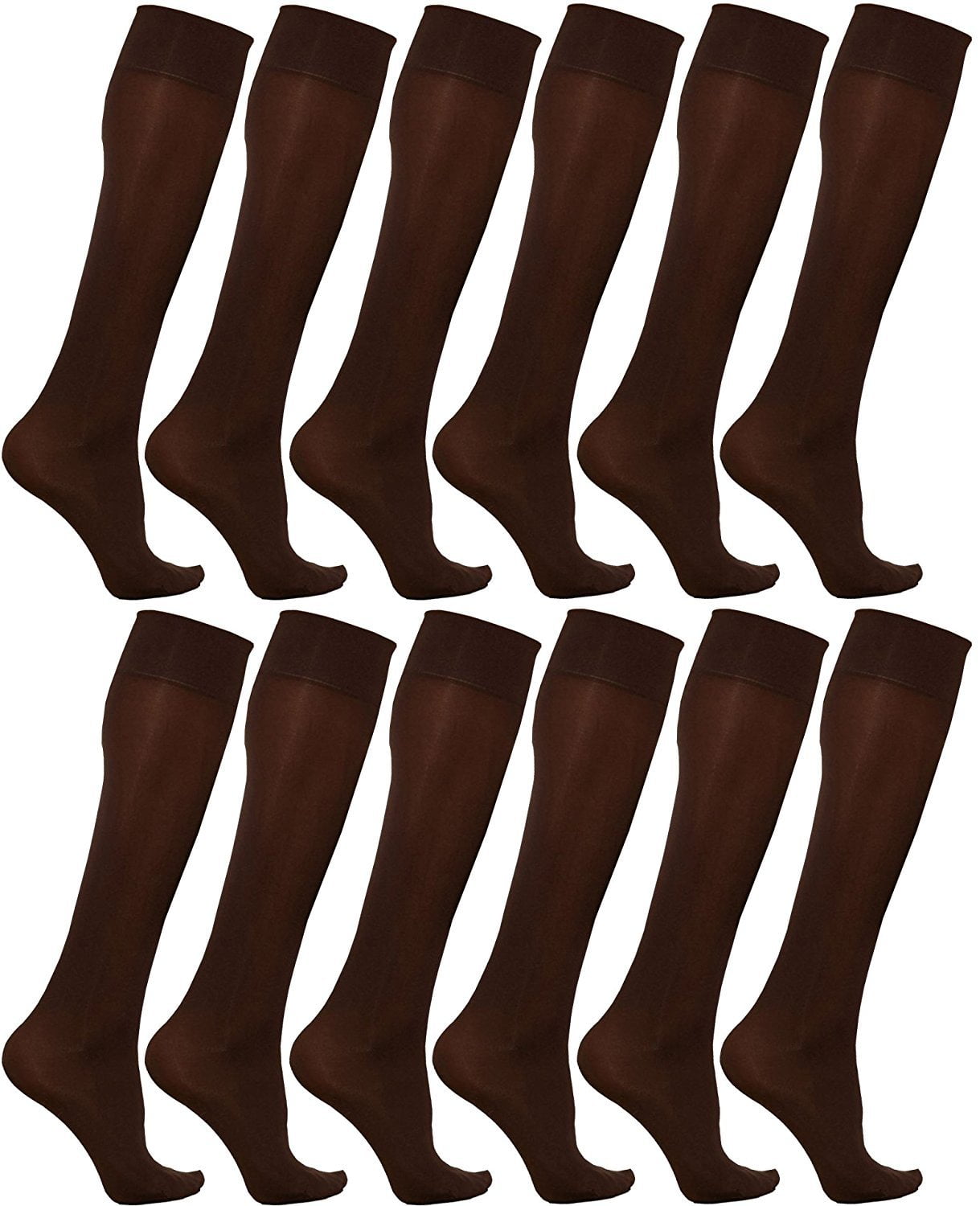 Women’s Trouser Socks, 12 Pairs, Opaque Stretchy Nylon Knee High, Many