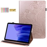Galaxy Tab A7 10.4 Case 2020 - Slim Flower Pattern Premium Leather Folio Stand Shockproof Cover with Auto Wake/Sleep for Samsung Galaxy Tab A7 10.4" SM-T500/T505/T507 Tablet, Rose Gold