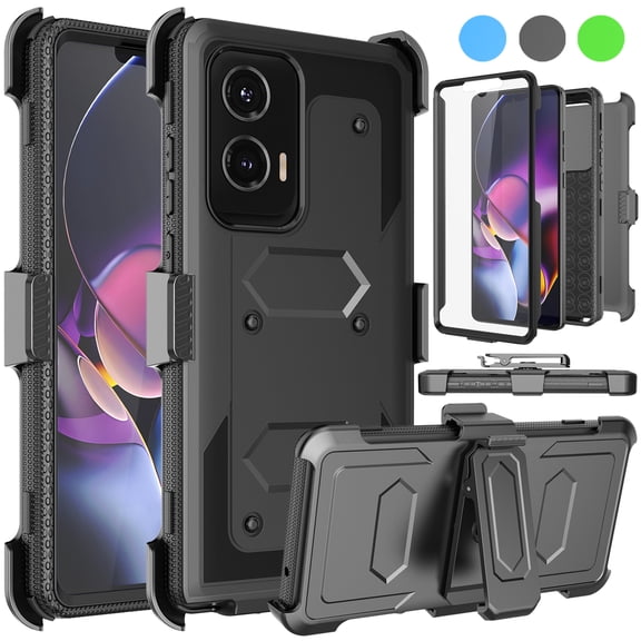 eBizWare Moto G Stylus 5G 2024 Case, with [Built-in Screen Protector] and Belt Clip Holster, Shockproof Heavy Duty Protective Kickstand Phone Case Cover for Motorola Moto G Stylus 5G 2024 - Black