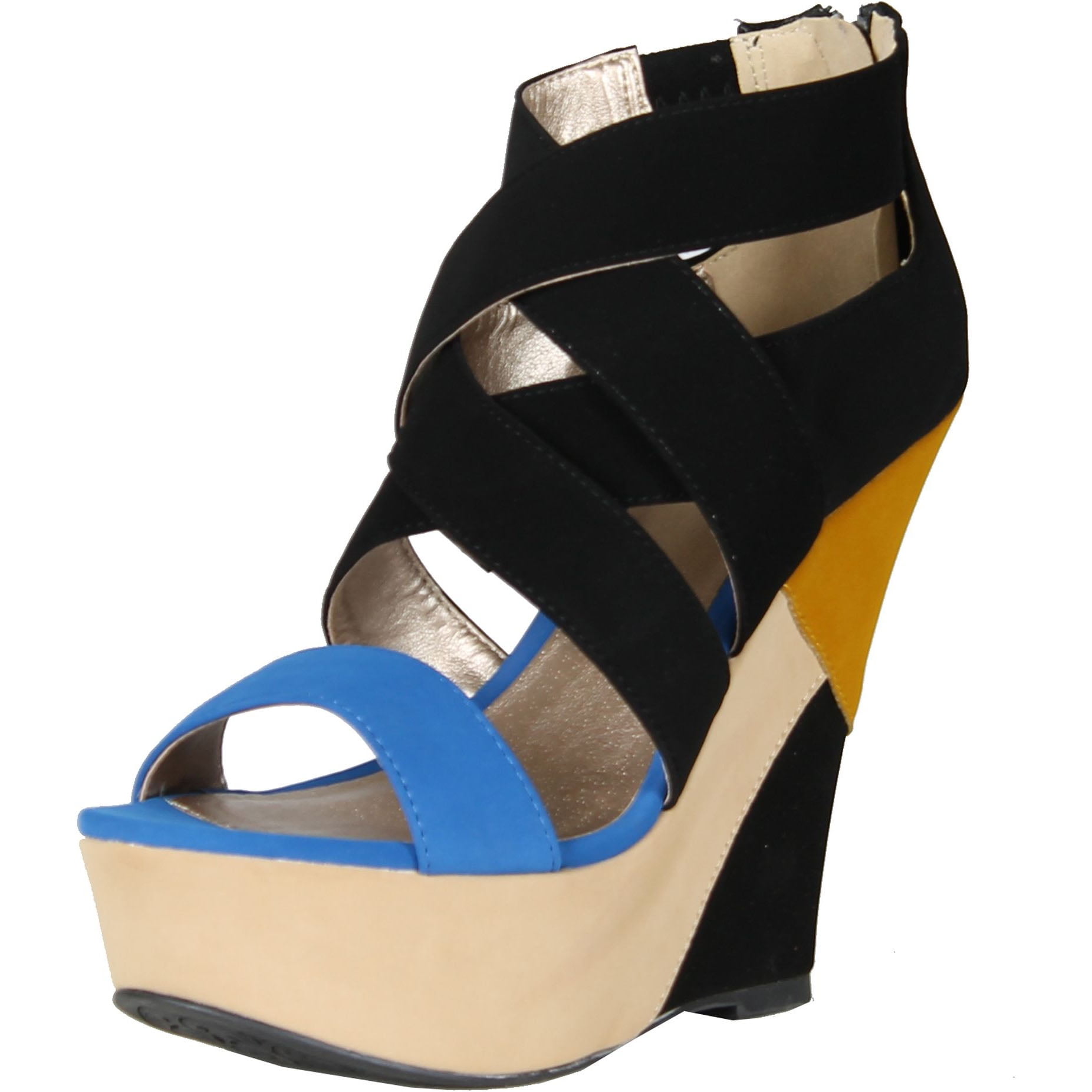 Qupid Qupid Womens Finder105 Open Toe Strappy Wedge Sandals