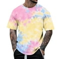 thumbnail image 2 of BiZtdJrK Lightweight T Shirts for Men Tie Dye Crew Neck Short Sleeve Casual Tees Loose Fit Comfy Summer Tee Tops Pink XXXXL, 2 of 5