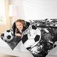 thumbnail image 4 of Homewish Boys Football Print Bedding Comforter Set, Cartoon Soccer Player Twin Comforter Sets, Black White Watercolor Reversible Bedding Set, Luxury Bedroom Decor, 2-Piece, 4 of 8