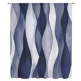 thumbnail image 2 of Navy Blue Sheer Curtains 63 Inch Length, Light Filtering Voile Curtain Panel, Modern Moire Abstract Ripple Geometric Rod Pocket Drapes Window Treatments for Living Room Bedroom 52"x63", 2 of 9