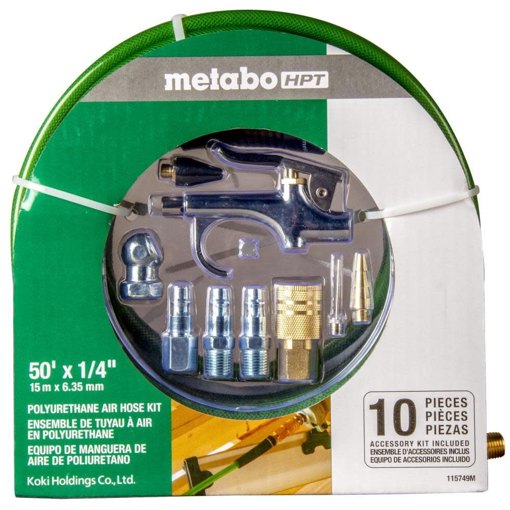 Metabo HPT Air Compressor Hose Kit, 1/4-In x 50 Ft, 115749M