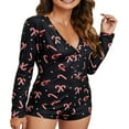 thumbnail image 1 of PENGXIANG Femmes Imprimé Pyjamas à Manches Longues Shorts Bodycon Combinaisons, 1 of 5