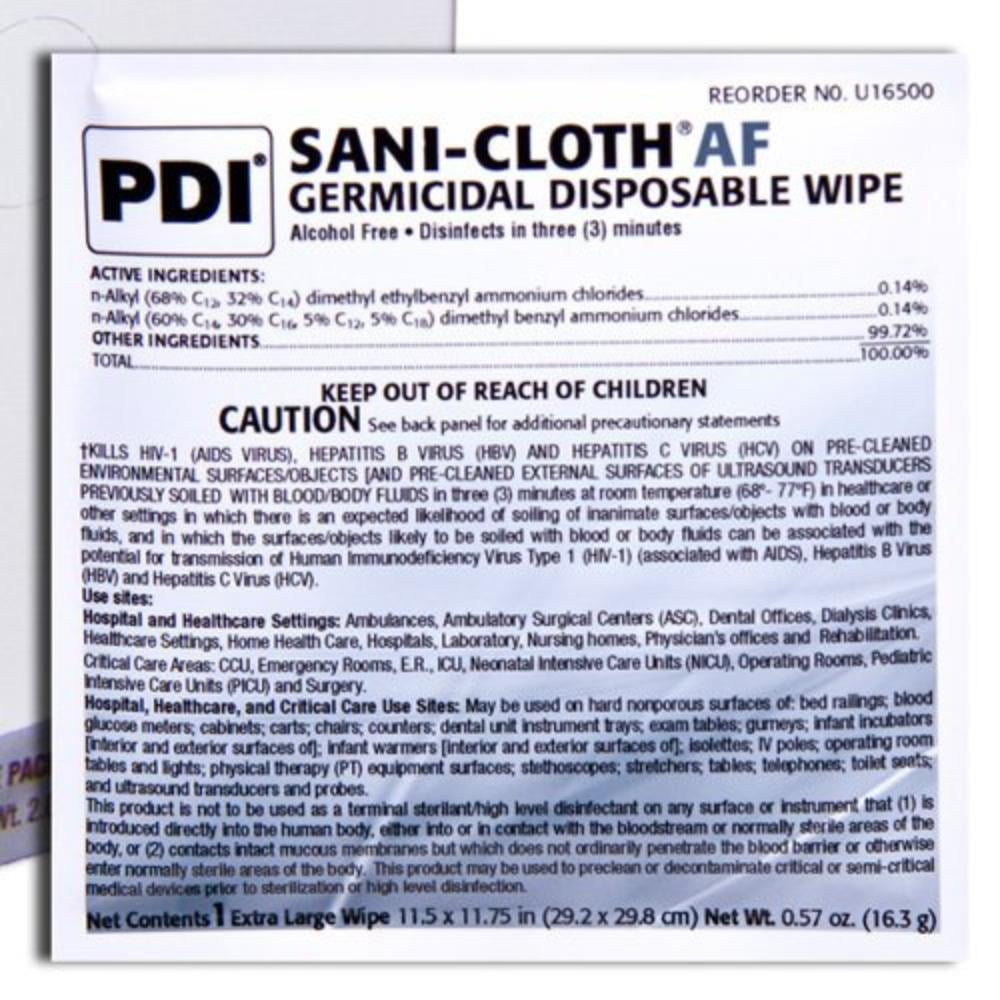 H59200 SaniCloth AF3 Wipes, Large Individual Packets, Pack, 50, Wipes