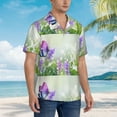 thumbnail image 3 of Pofeuu Purple Butterfly On Wild Print Hawaiian Shirt for Men Sleeves Casual Button Down Summer Beach Dress Shirts T-Shirts,XX-Large, 3 of 7