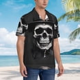 thumbnail image 2 of KLL Men's Hawaiian Shirt Short Sleeve Button Down Beach Shirts-Black White Hat Skull, 2 of 5