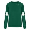 thumbnail image 6 of YOIAVAIOY Womens Ghost Sweatshirt Novelty Graphic Print Fleece Sweatshirts Long Sleeve Round Neck Festival Tops Causal Holiday Outfits Army Green S, 6 of 7