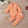 thumbnail image 2 of MesaSe Newborn Infant Baby Boy Girl Winter Clothes Ribbed Solid Button Long Sleeve Tops Pants 2PCS Set Orange 0-3 Months, 2 of 8