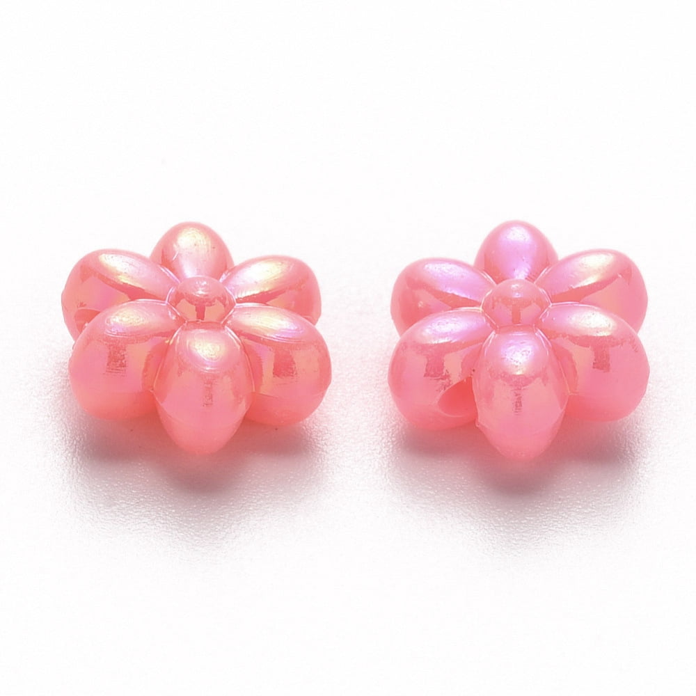 500 g Opaque Acrylic Beads AB color Plated Flower Mixed color 10x11x5.5mm Hole: 1.6mm 1700pcs/500g