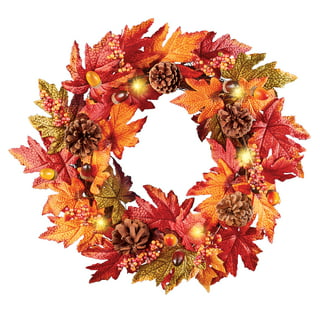 1.7M Fall Maple Leaves Lighted Garland Decor- Thanksgiving String ...