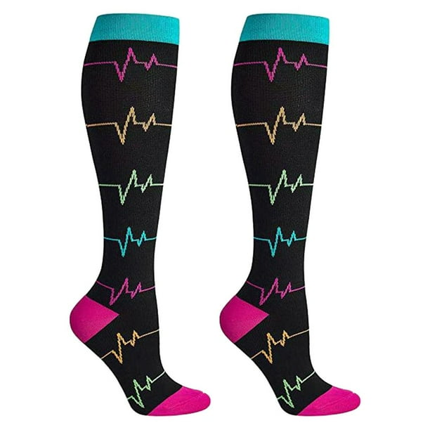 Calcetines de compresión hasta la rodilla, manga larga, para deportes, correr y soporte, para XL L
