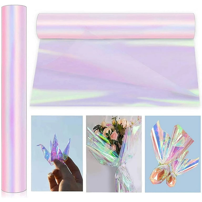 Iridescent Cellophane Wrap Roll I 34 in Wide X 50 Ft I Iridescent