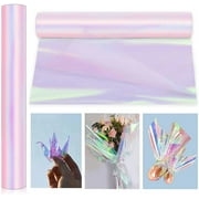 TickJOY Iridescent Cellophane Wrap, Rainbow Color, 35in x 50ft, Gift Wrap Paper