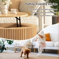 thumbnail image 5 of Harper & Bright Designs Round Lift Top Coffee Table with Storage Drawer, Small Fluted End Table with Hidden Storage for Living Room, Light Brown, 5 of 12